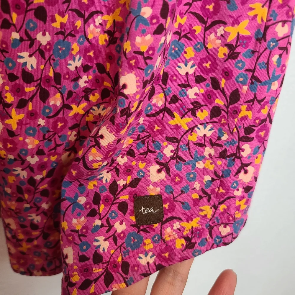 Tea Collection Kids Floral Hi-Low Cotton Pink Dress Size 12
